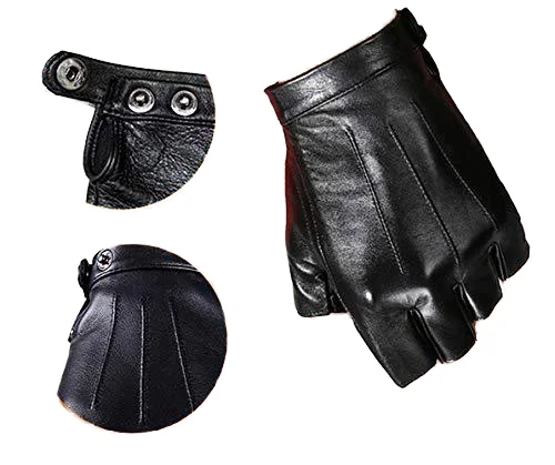 Premium Unisex Half-Finger Real Leather-based Gloves for Bicycling and Motorcycling